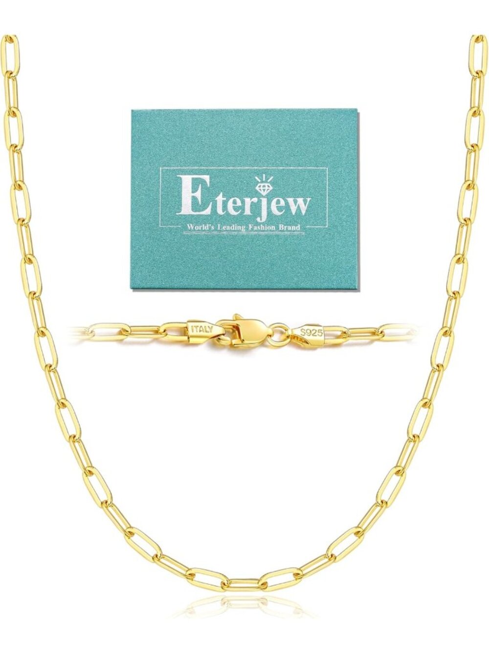 Elegant 18K Gold Plated & Sterling Silver Paperclip Chain Necklace for Women